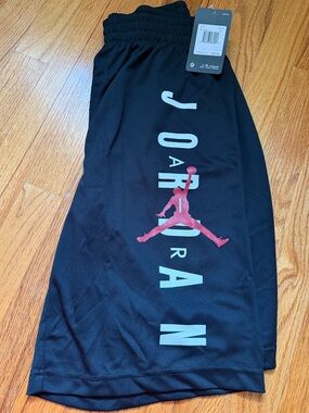 New with tags Black Jordan Basketball Shorts with Red Jumpman and White Logo